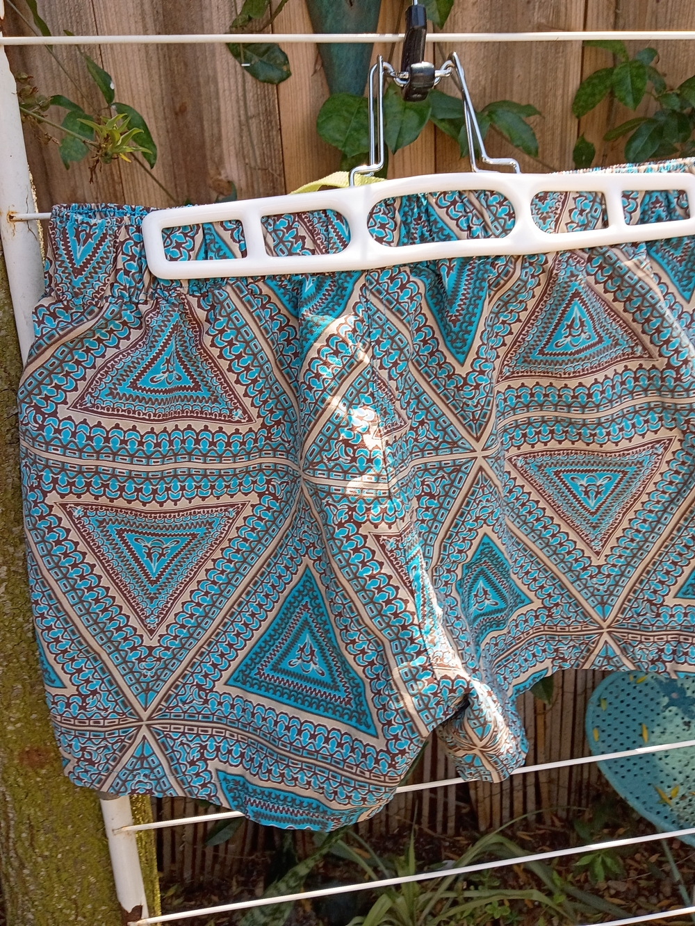 Patagonia Women's Turquoise and Tan Printed Pants